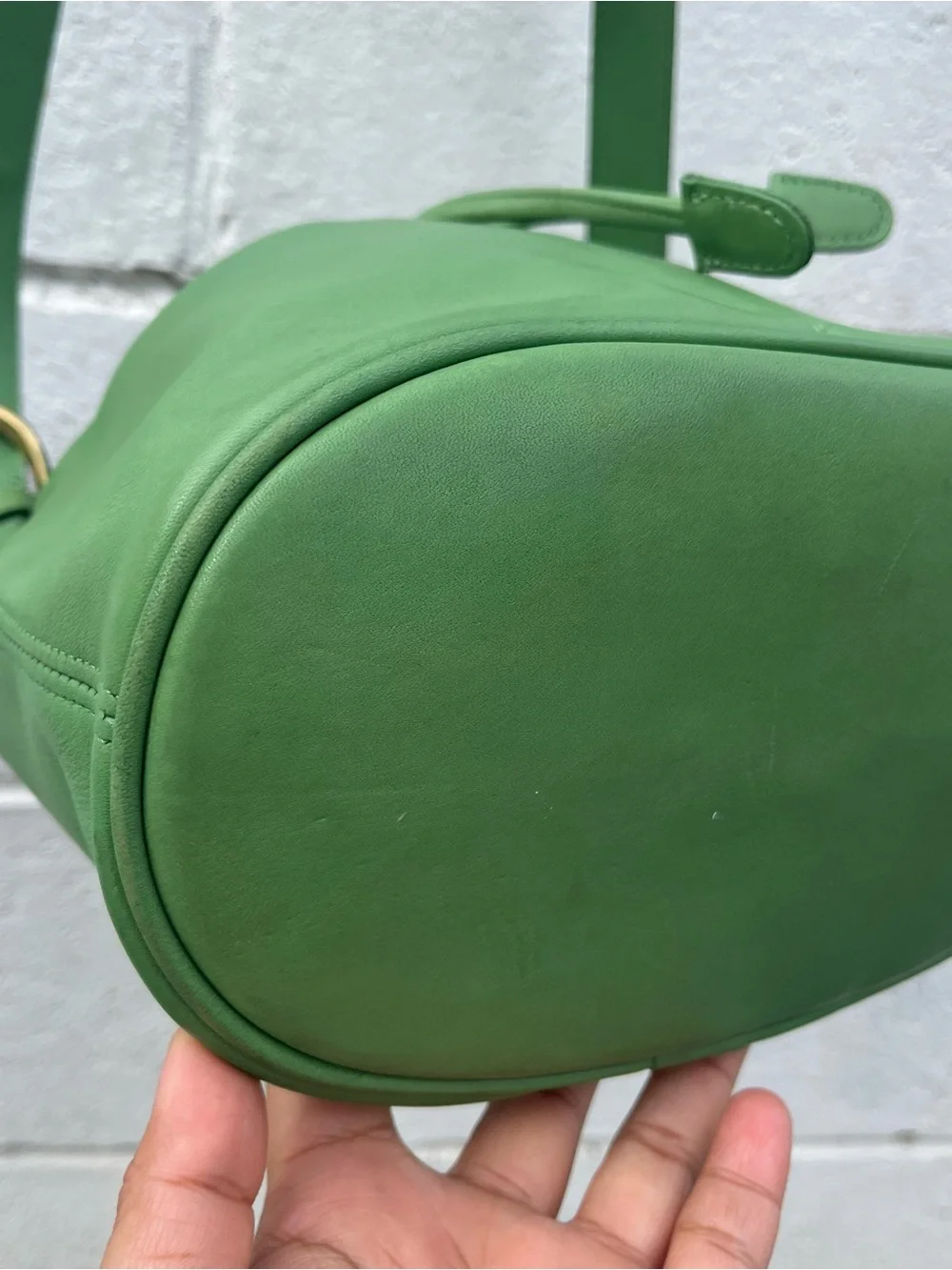 π Vintage 4151 Green Leaf Coach Thompson Drawstring Bucket Bag π - Picture 13 of 14